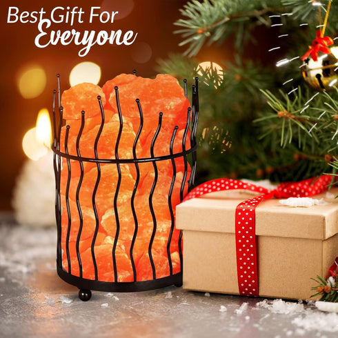 Pillar Style Metal Basket Salt Lamp - 7Lbs | HIMALAYAN GLOW
